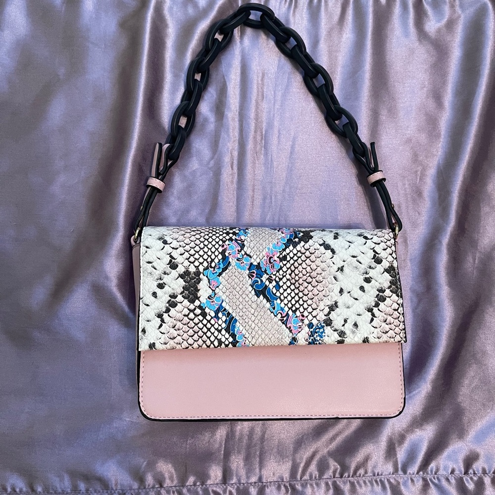 Pink and Multicolored Snakeskin Bag